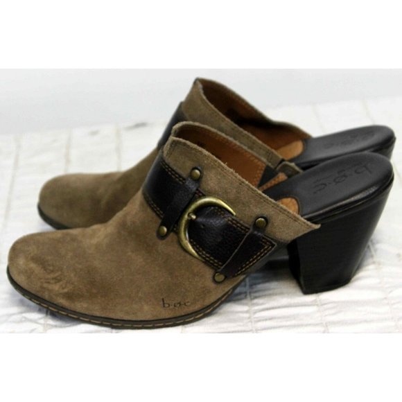 BOC Handcrafted Brown on Brown Leather Buckle Mule Sz10 SlipOn Comfort Shoe Clog - Picture 3 of 10